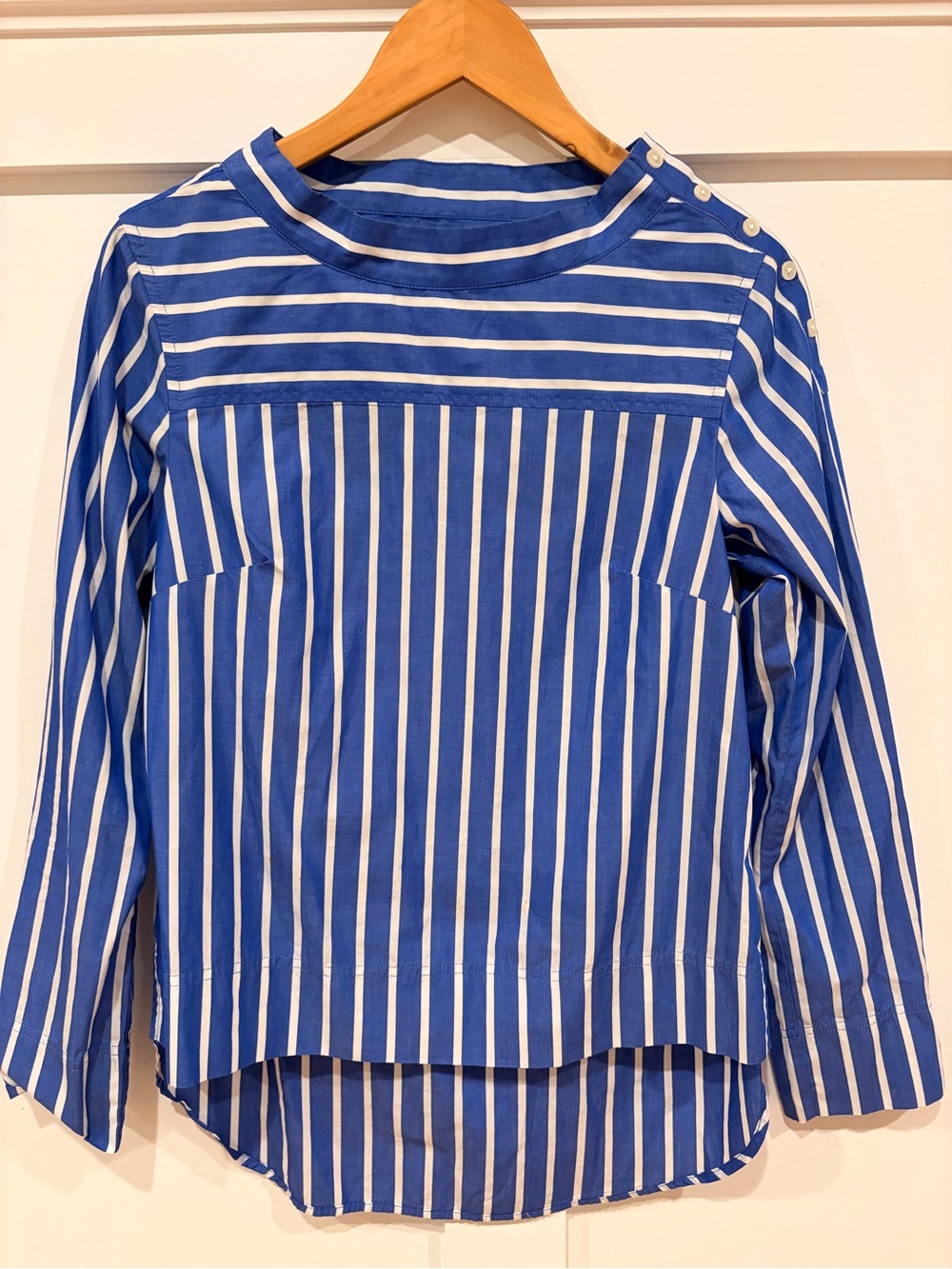 J. Crew Blue and White Striped Long-Sleeve Top